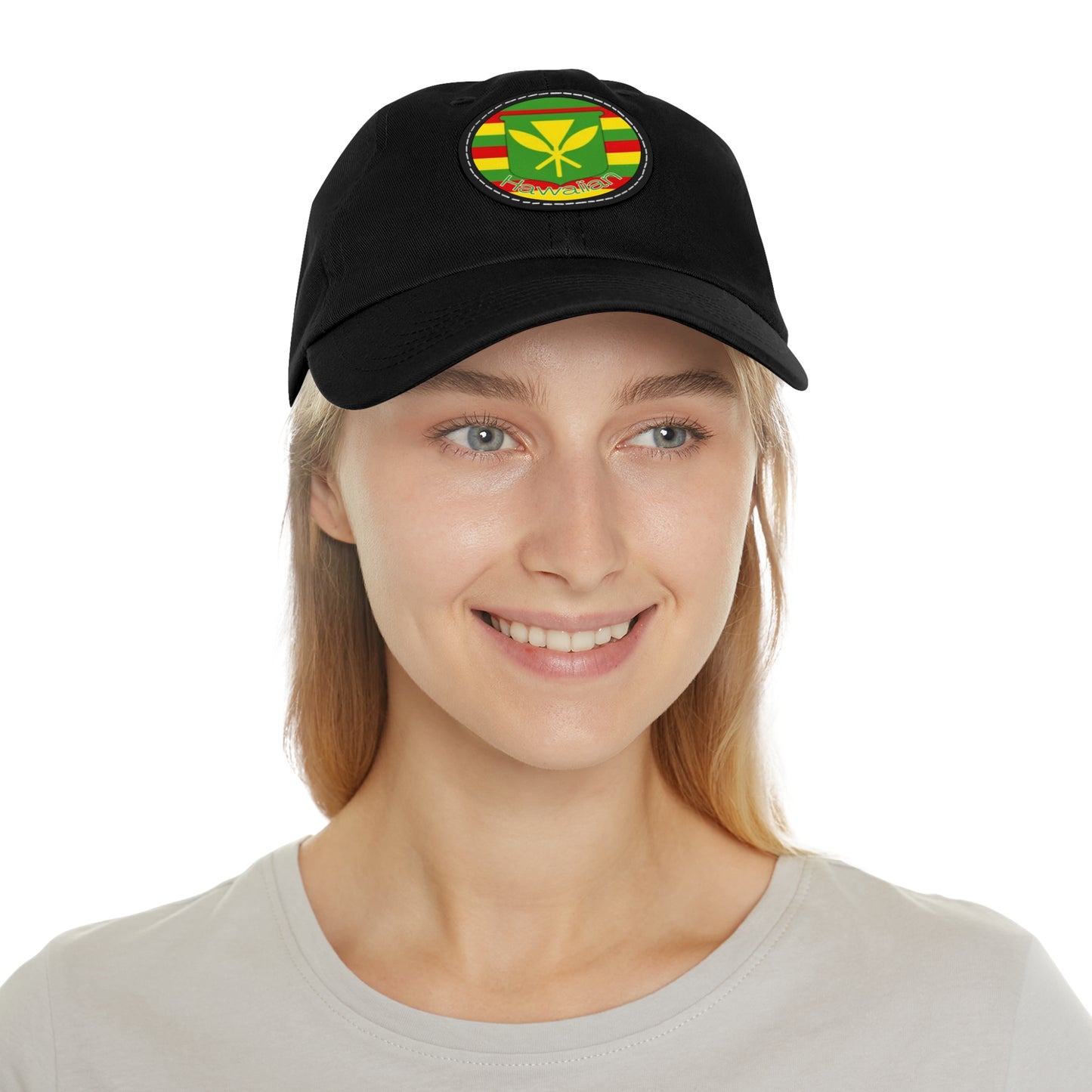 Hat with Leather Patch (Round)- Hawaiian Flag