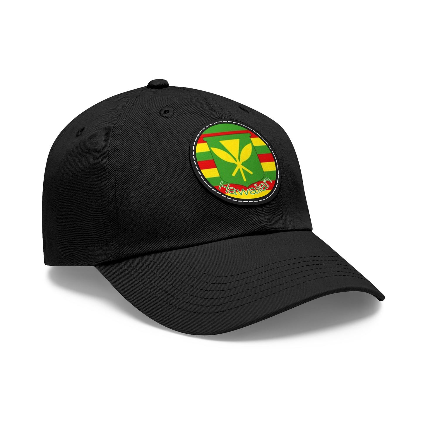 Hat with Leather Patch (Round)- Hawaiian Flag