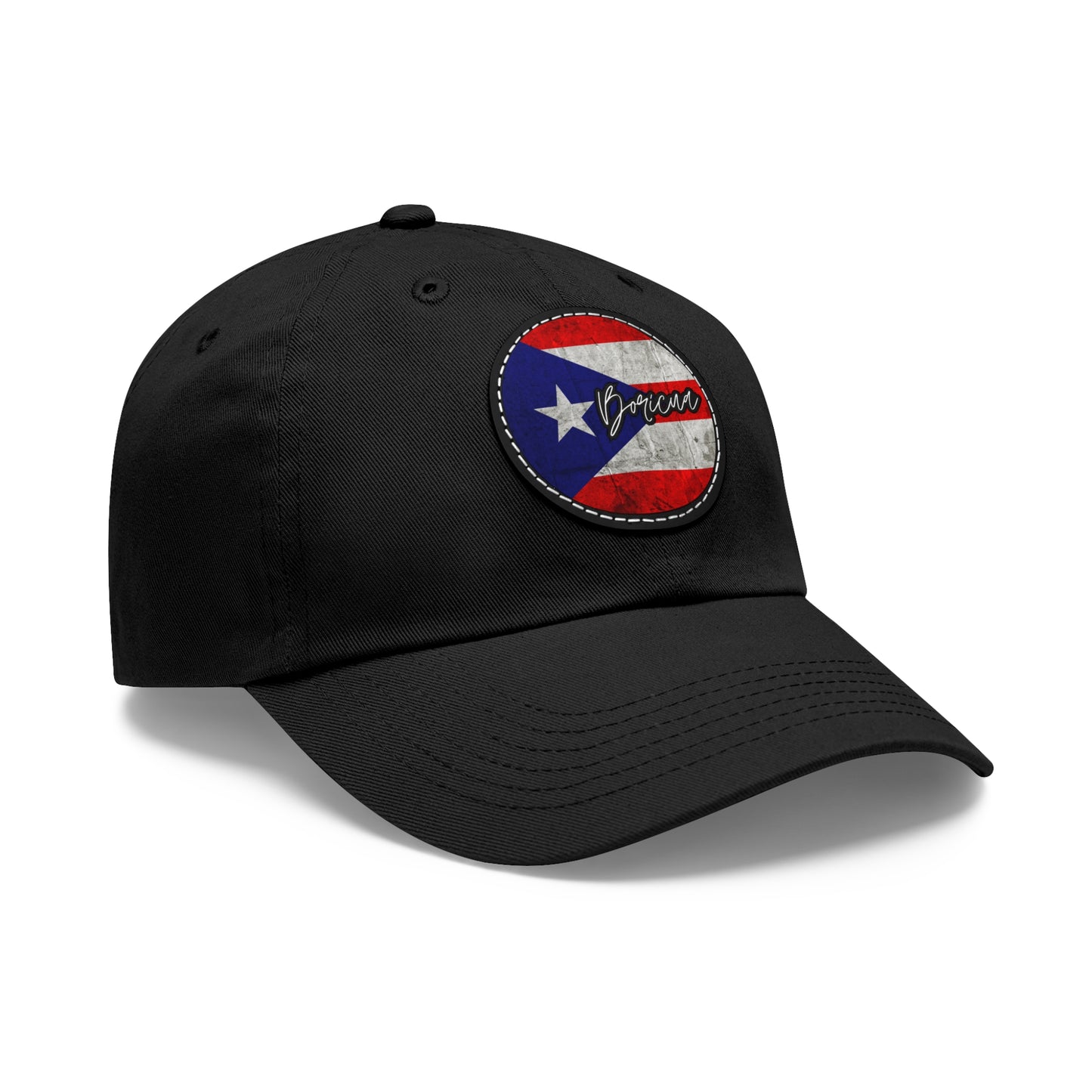 Hat with Leather Patch (Round) -Puerto Rico Flag