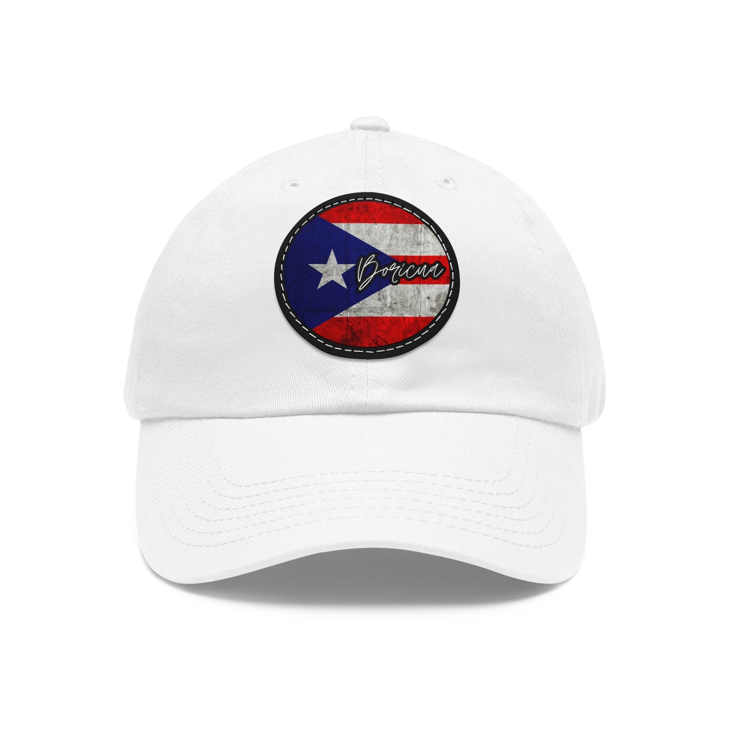 Hat with Leather Patch (Round) -Puerto Rico Flag
