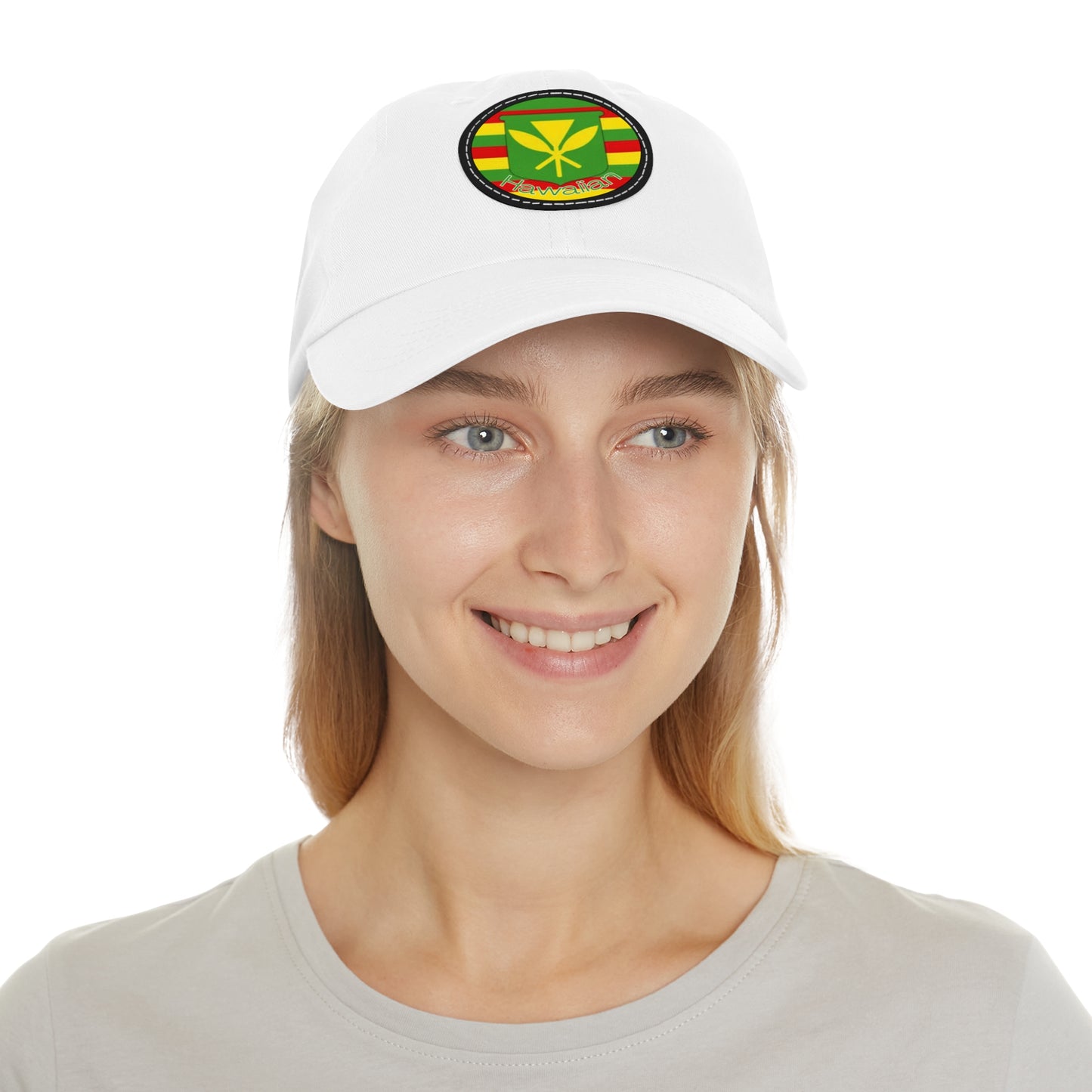 Hat with Leather Patch (Round)- Hawaiian Flag