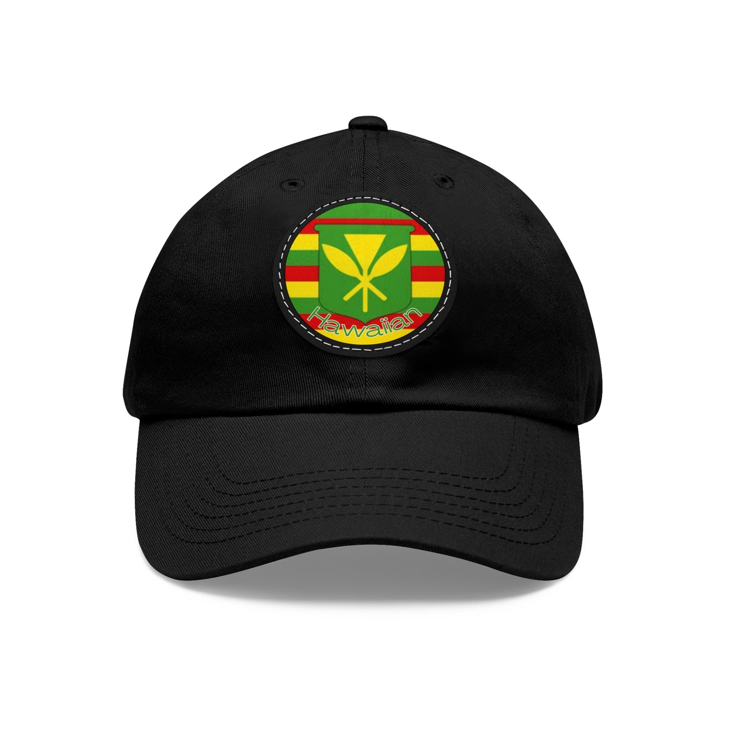Hat with Leather Patch (Round)- Hawaiian Flag