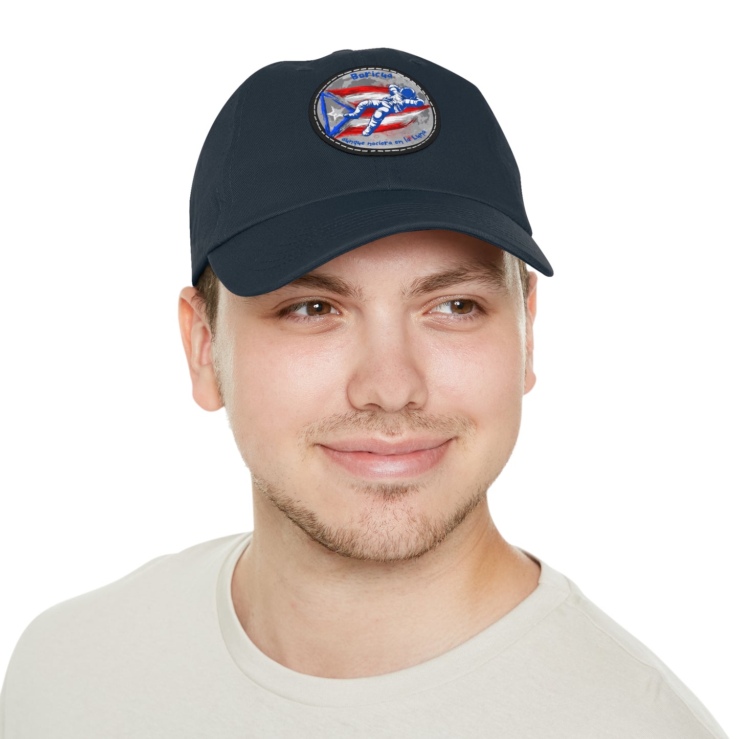 Hat with Leather Patch (Round)- Boricua aunque naciera en la luna