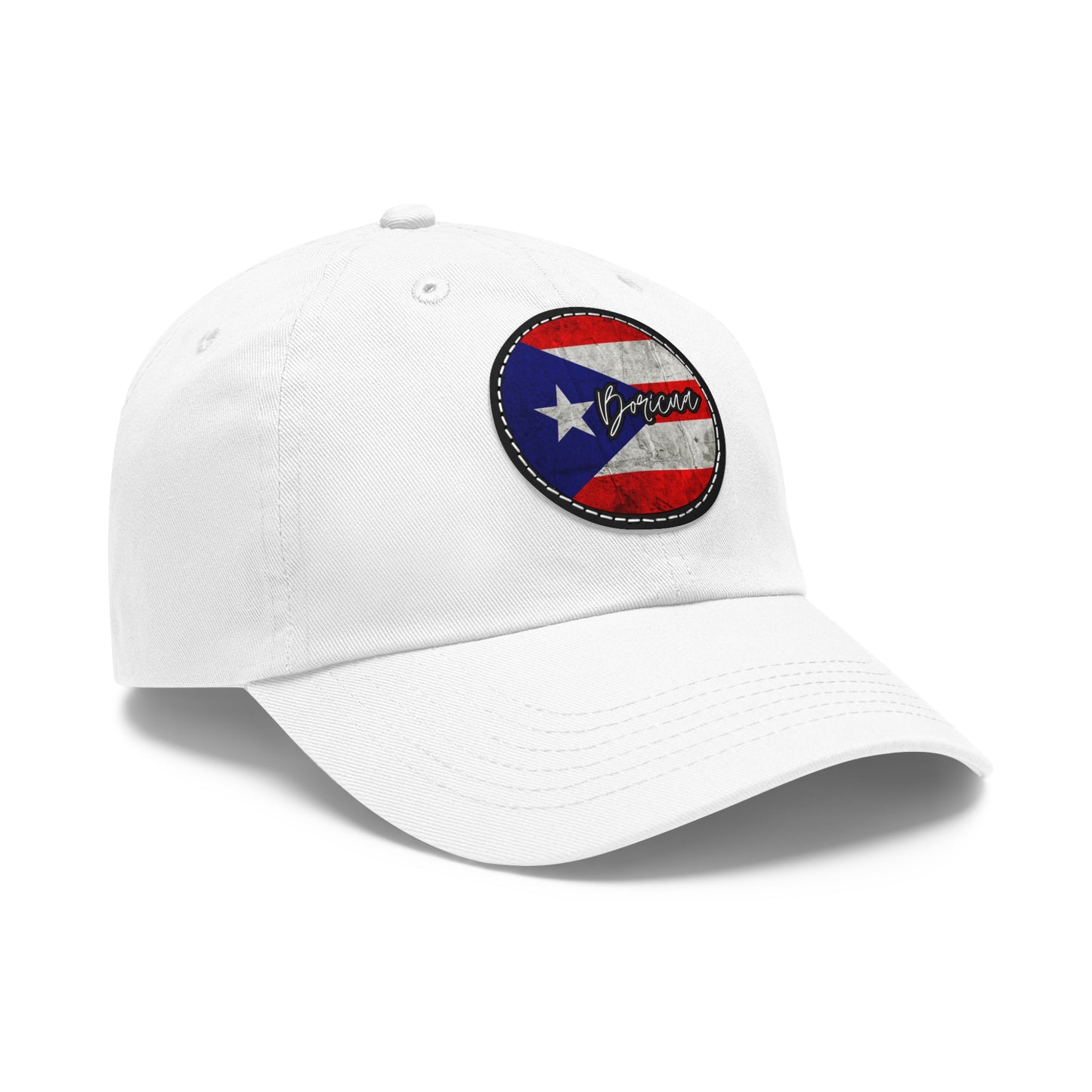 Hat with Leather Patch (Round) -Puerto Rico Flag