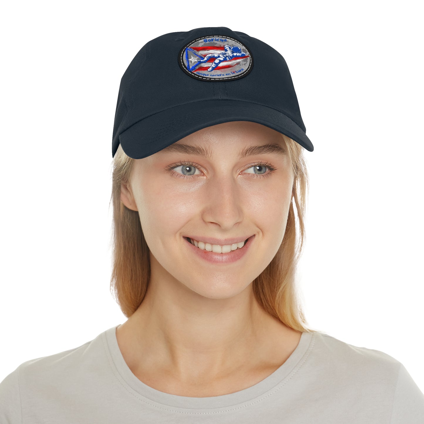Hat with Leather Patch (Round)- Boricua aunque naciera en la luna