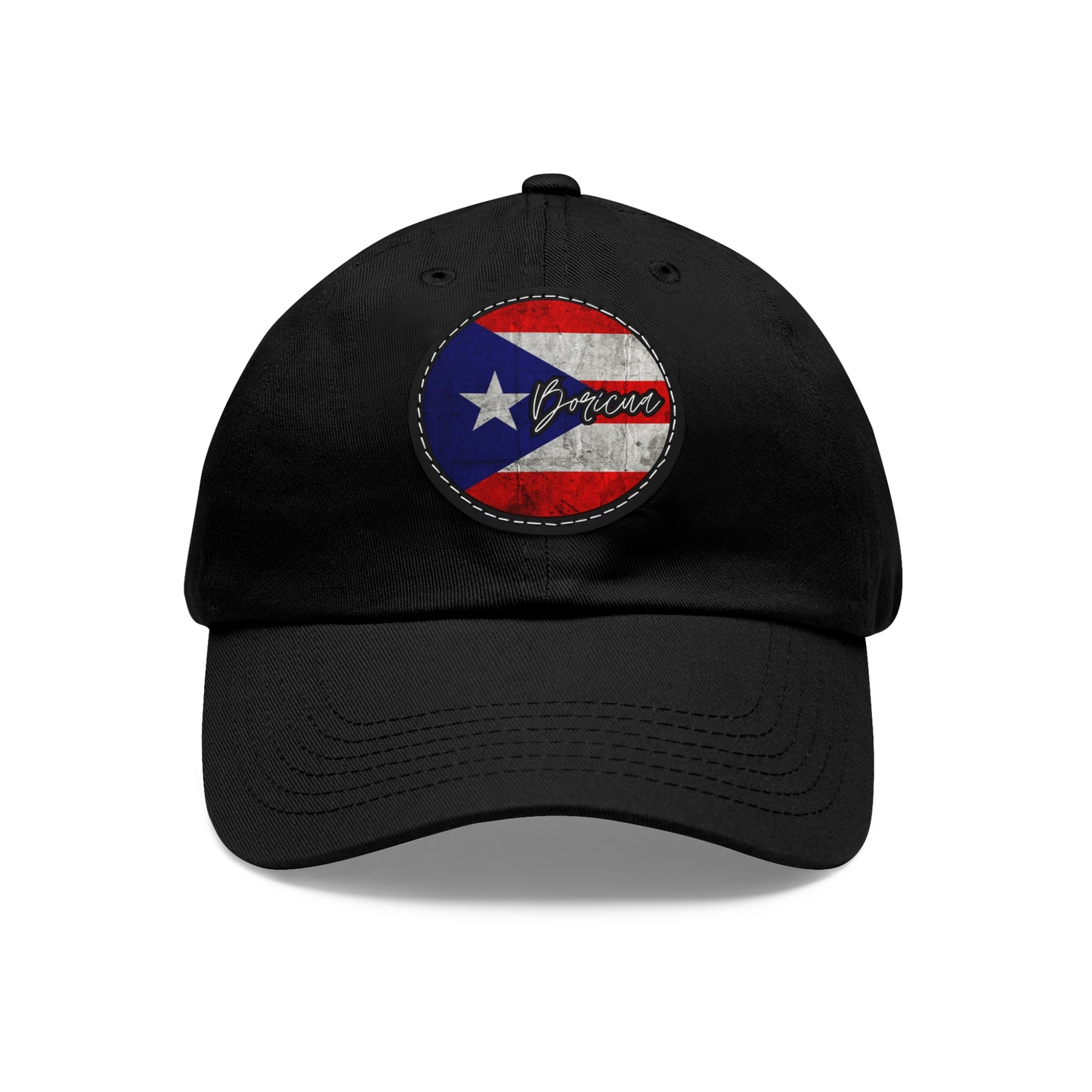 Hat with Leather Patch (Round) -Puerto Rico Flag