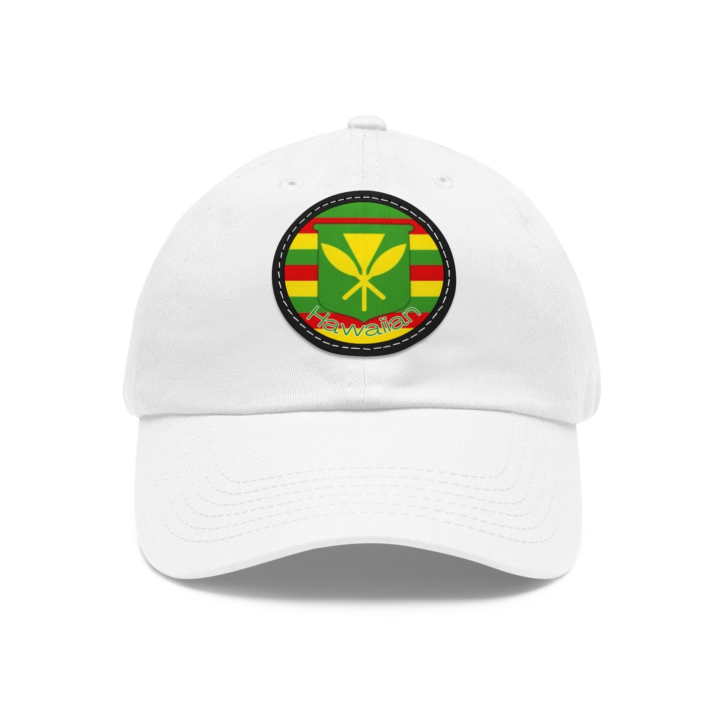 Hat with Leather Patch (Round)- Hawaiian Flag