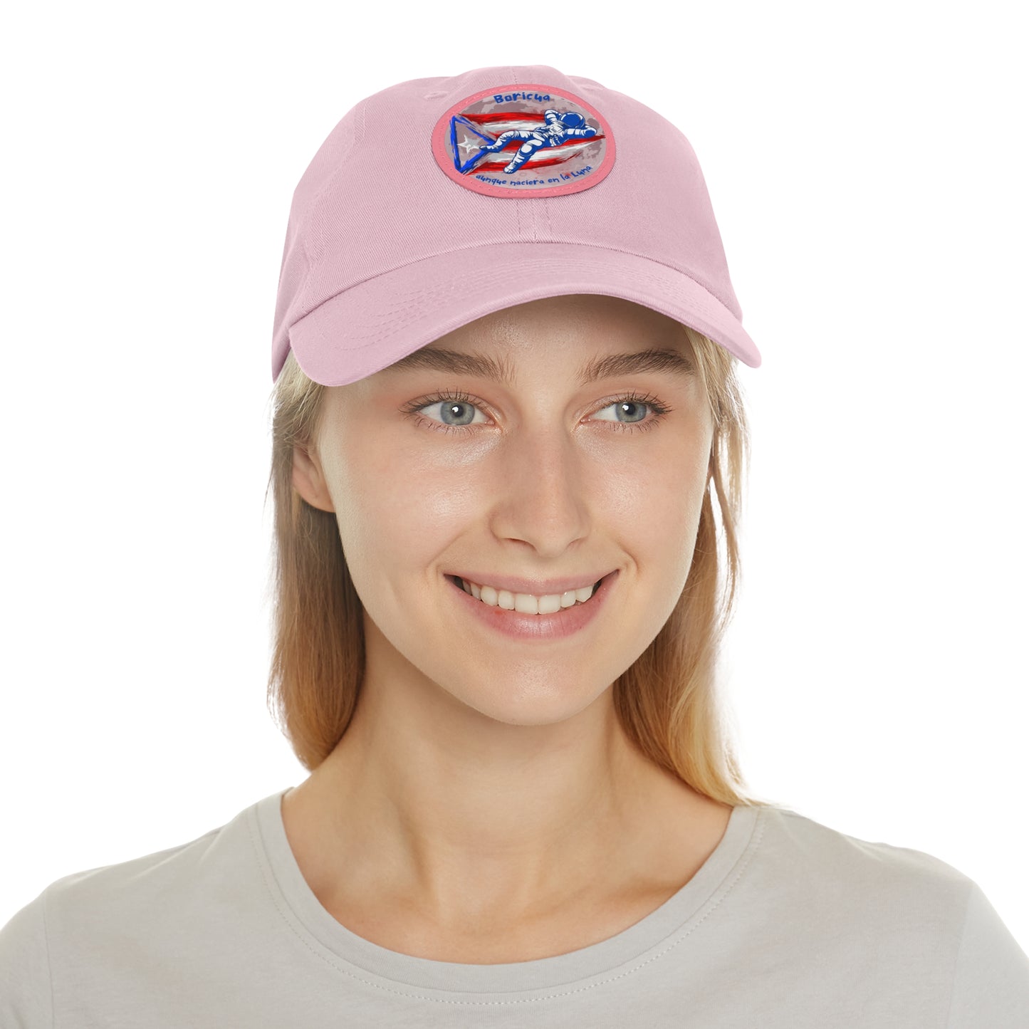 Hat with Leather Patch (Round)- Boricua aunque naciera en la luna