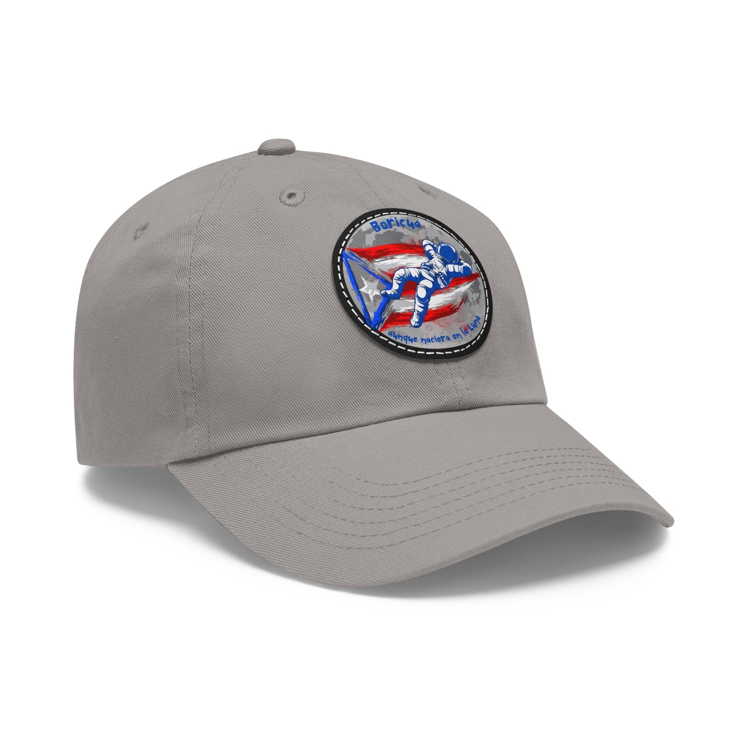 Hat with Leather Patch (Round)- Boricua aunque naciera en la luna
