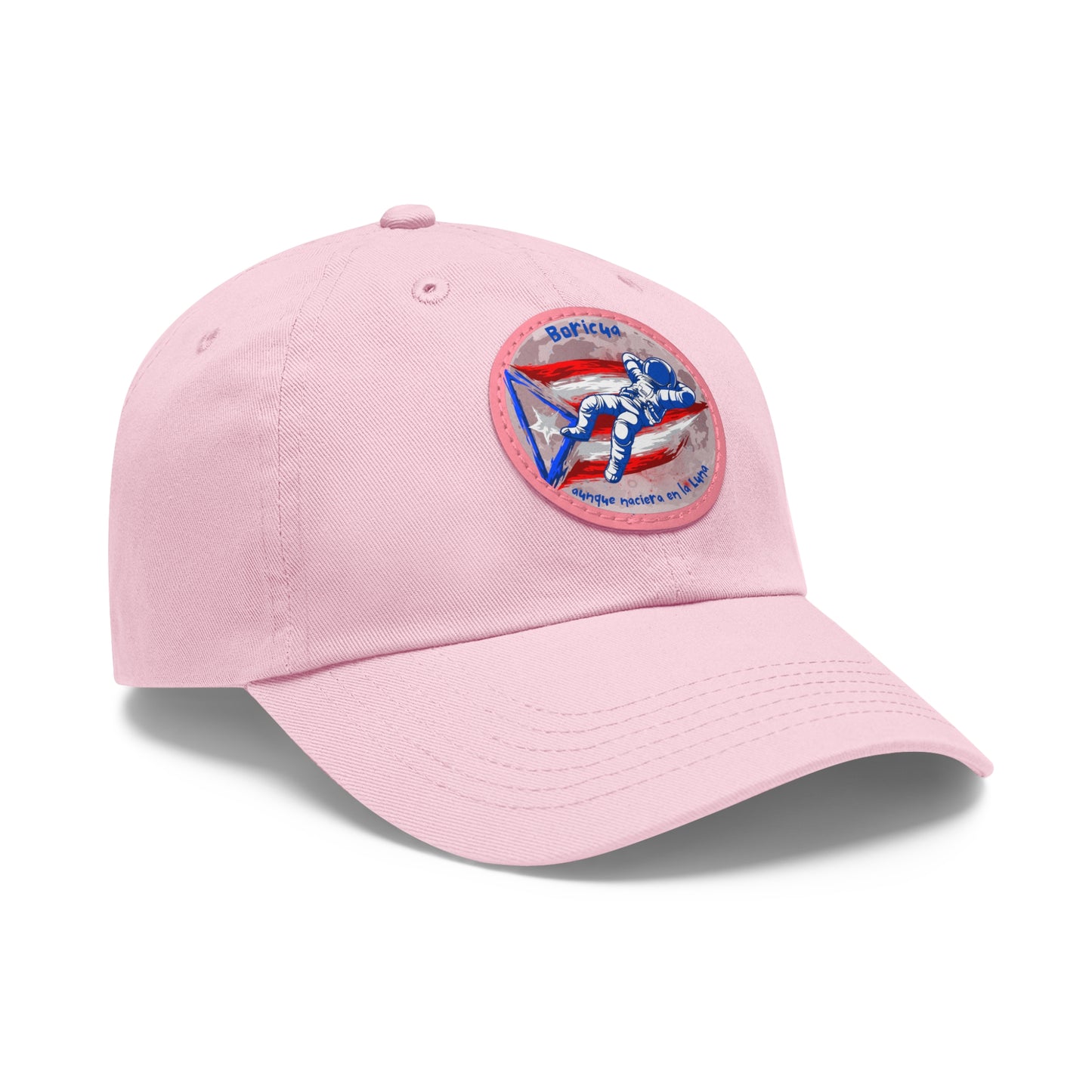 Hat with Leather Patch (Round)- Boricua aunque naciera en la luna