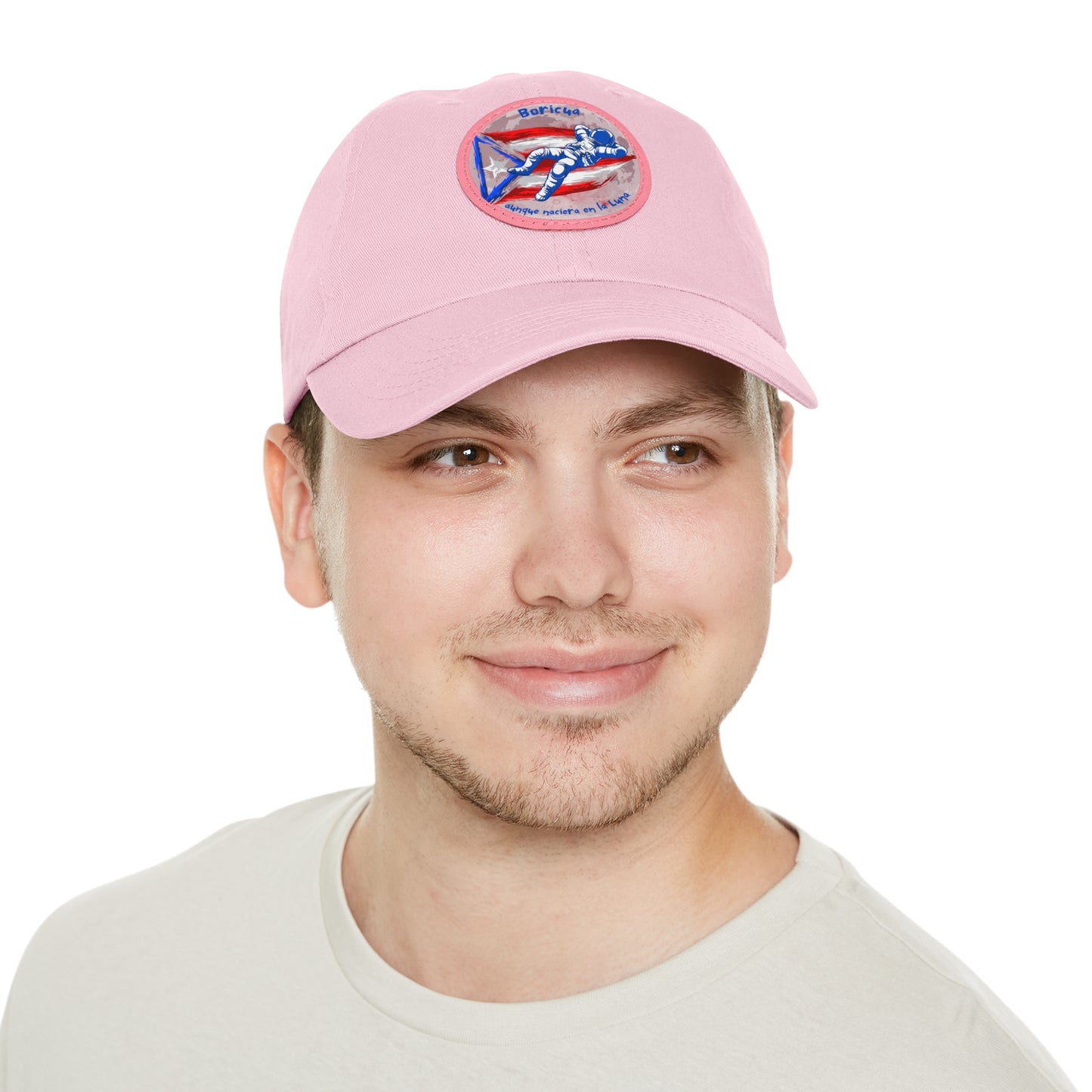 Hat with Leather Patch (Round)- Boricua aunque naciera en la luna