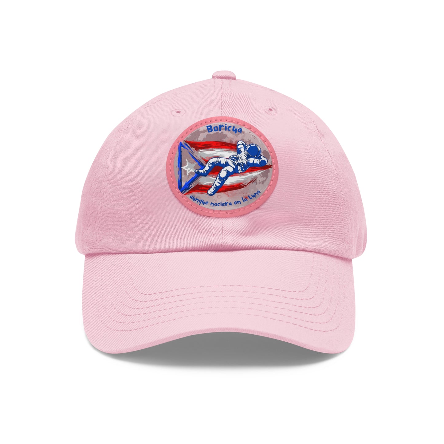 Hat with Leather Patch (Round)- Boricua aunque naciera en la luna