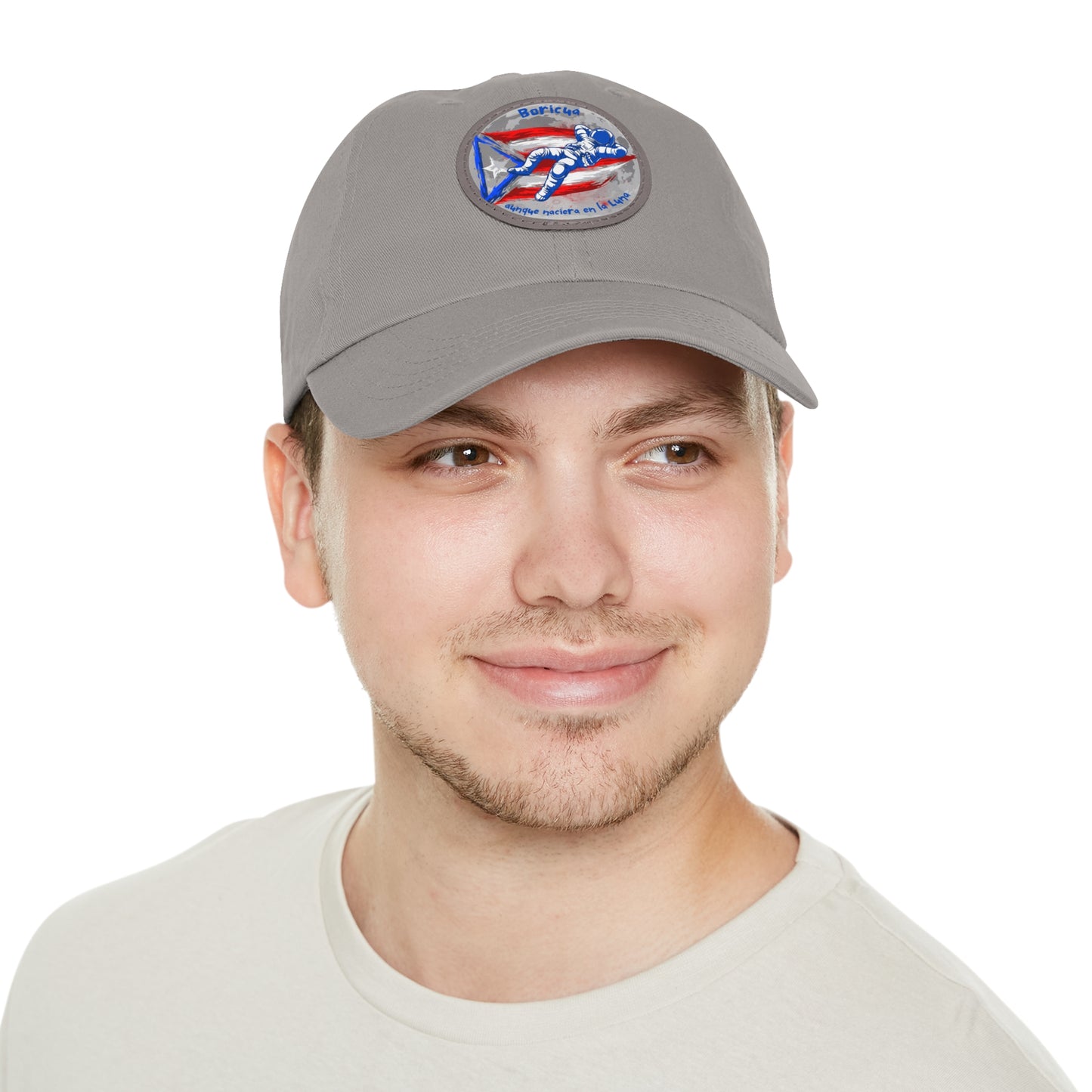 Hat with Leather Patch (Round)- Boricua aunque naciera en la luna