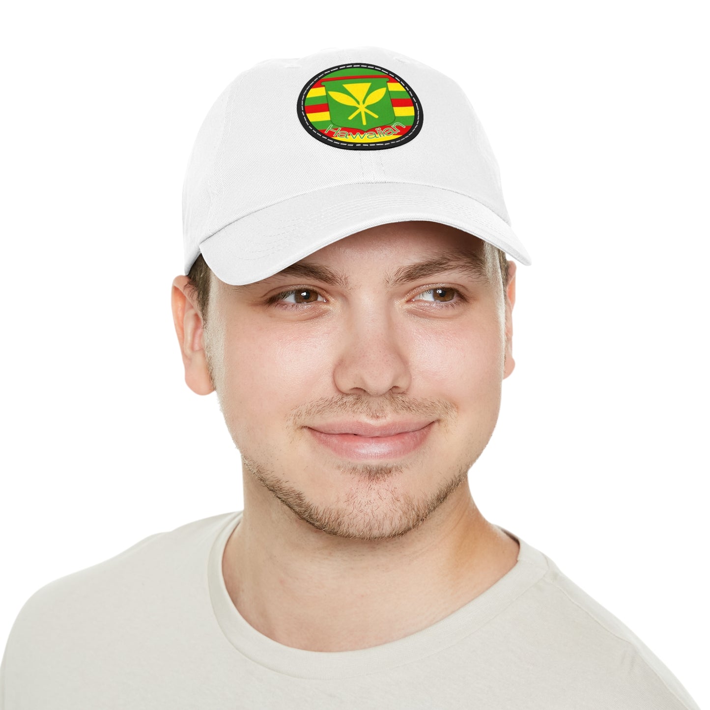 Hat with Leather Patch (Round)- Hawaiian Flag