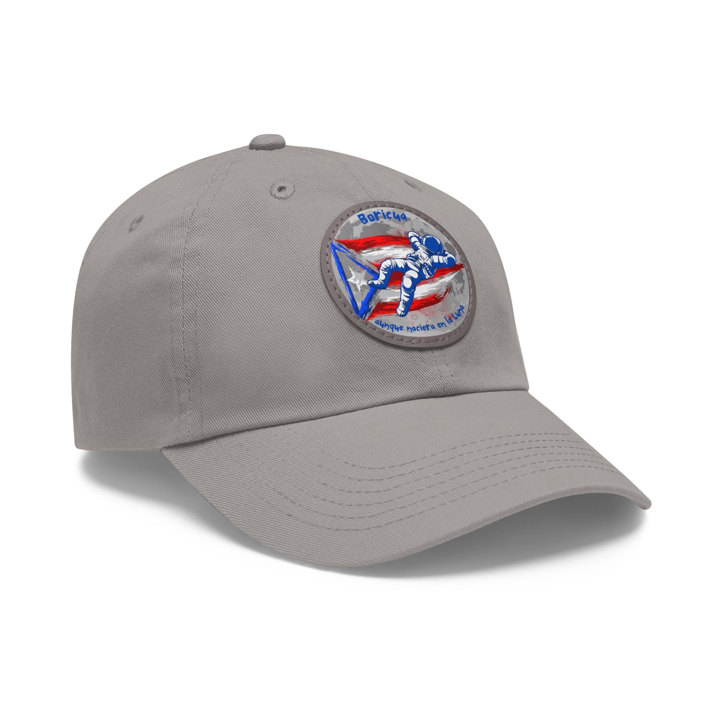 Hat with Leather Patch (Round)- Boricua aunque naciera en la luna