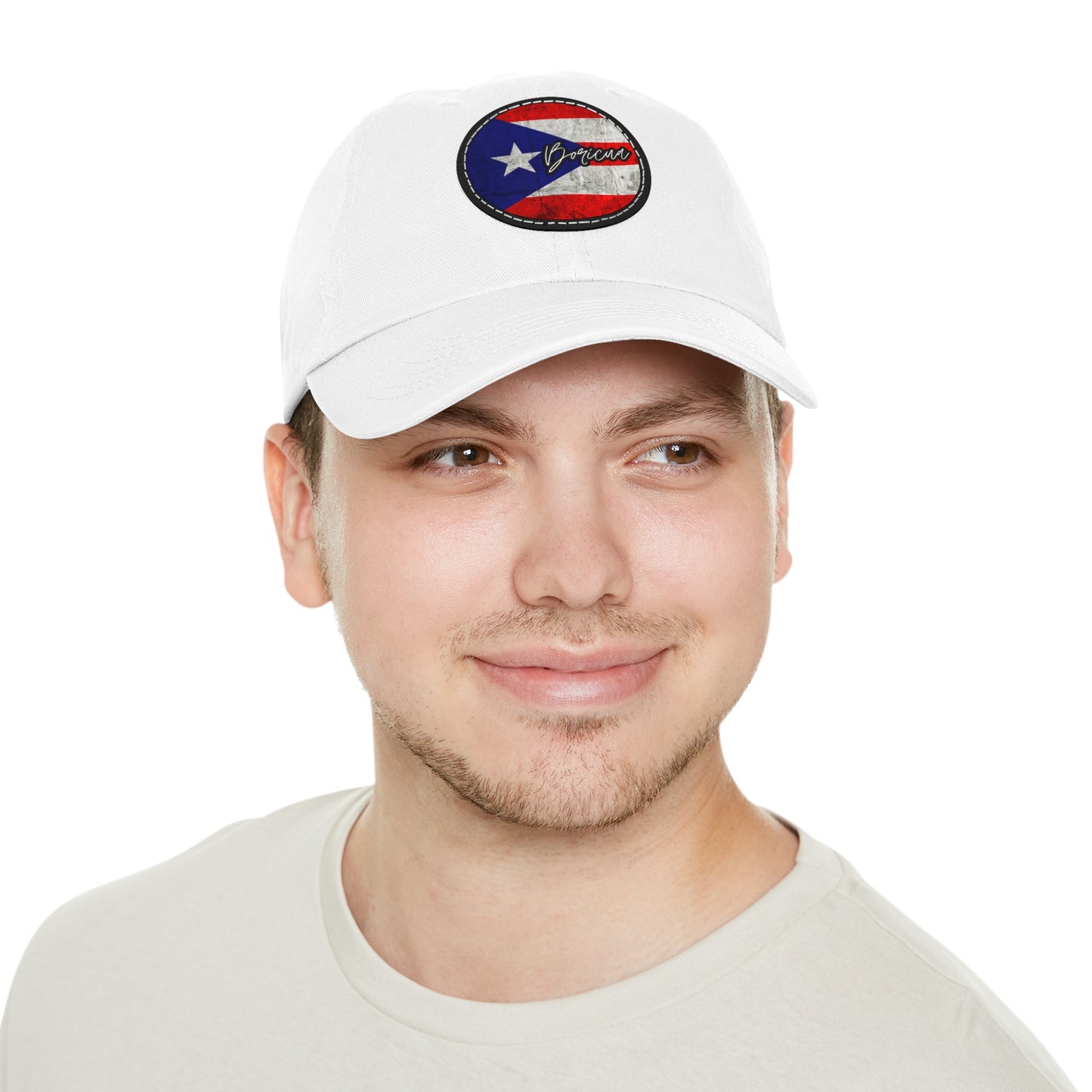 Hat with Leather Patch (Round) -Puerto Rico Flag