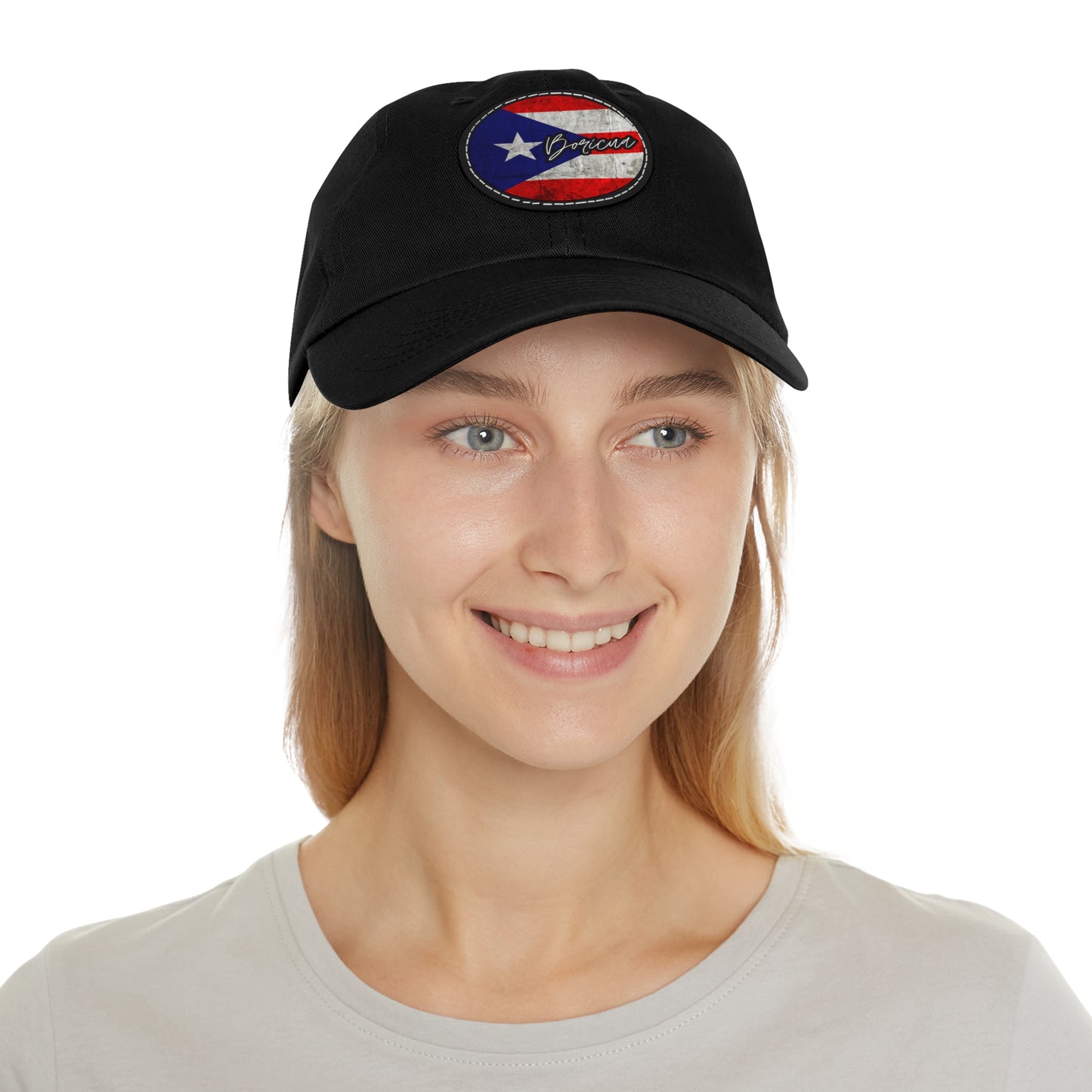 Hat with Leather Patch (Round) -Puerto Rico Flag