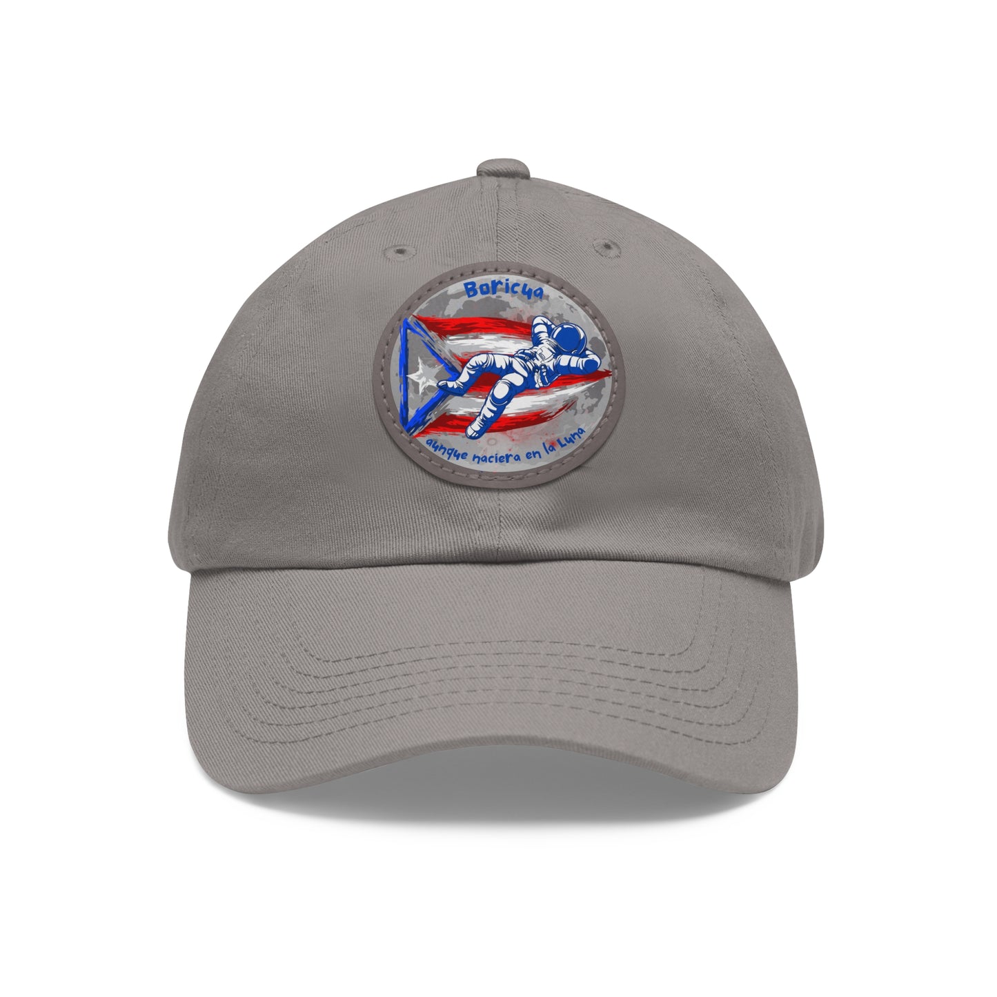 Hat with Leather Patch (Round)- Boricua aunque naciera en la luna