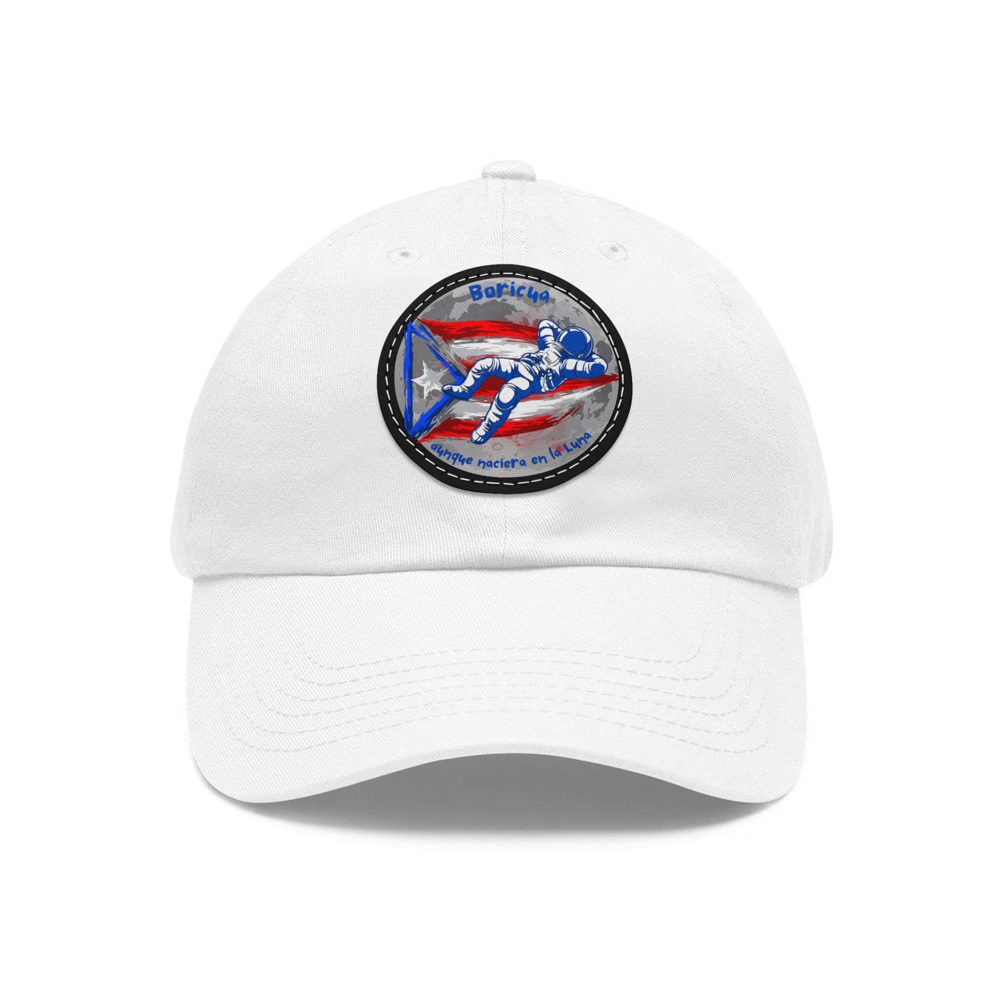 Hat with Leather Patch (Round)- Boricua aunque naciera en la luna
