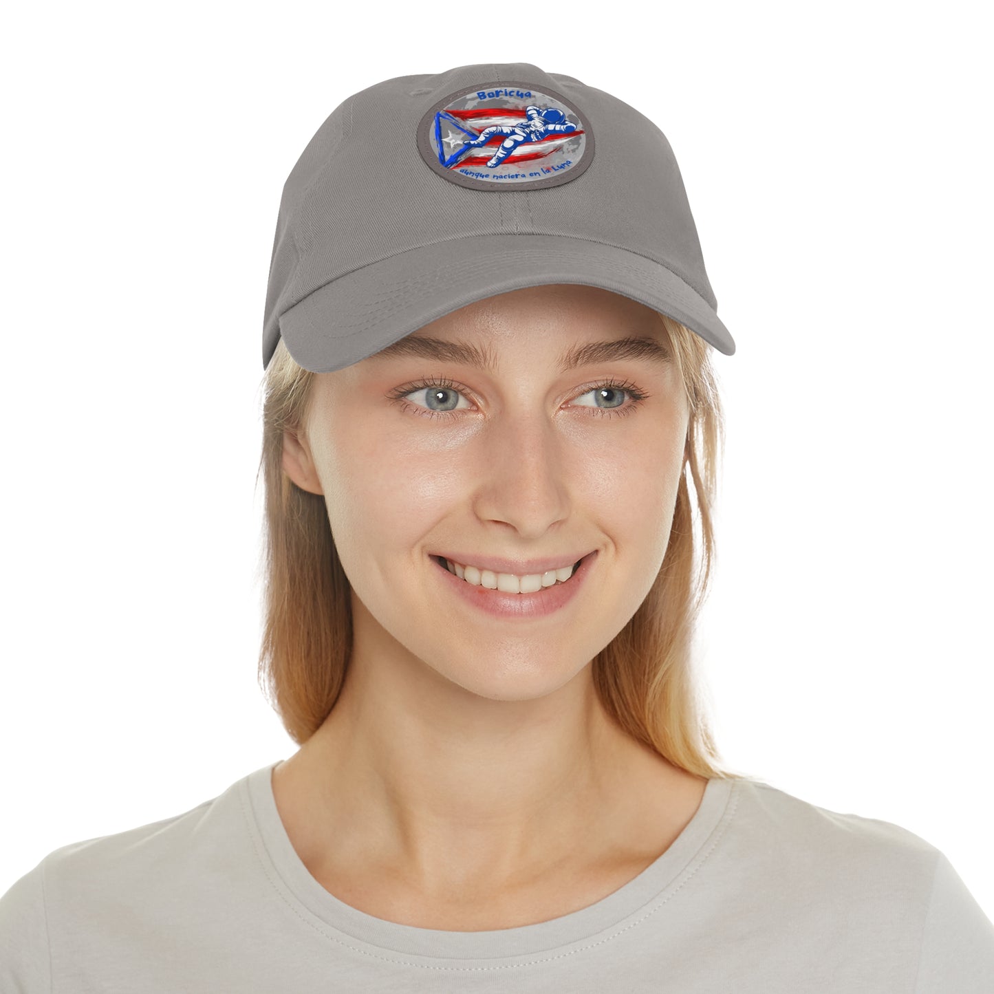 Hat with Leather Patch (Round)- Boricua aunque naciera en la luna