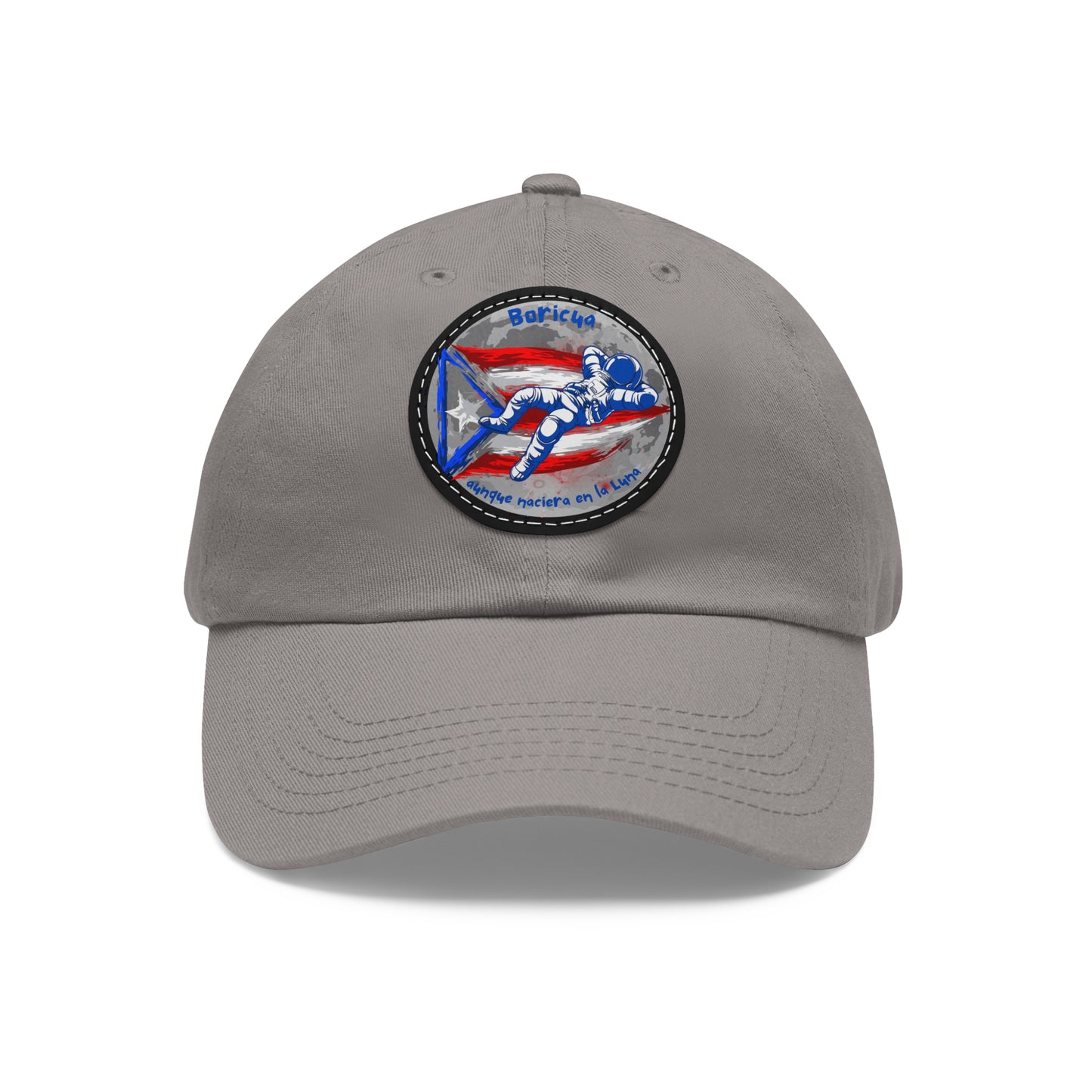 Hat with Leather Patch (Round)- Boricua aunque naciera en la luna