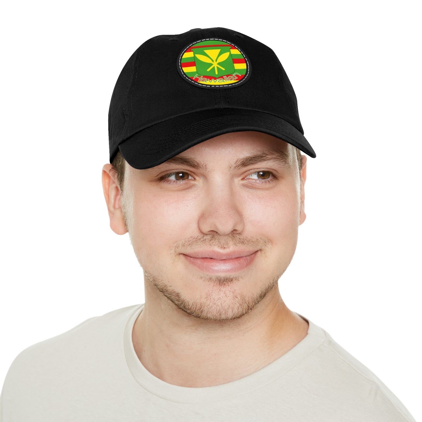 Hat with Leather Patch (Round)- Hawaiian Flag