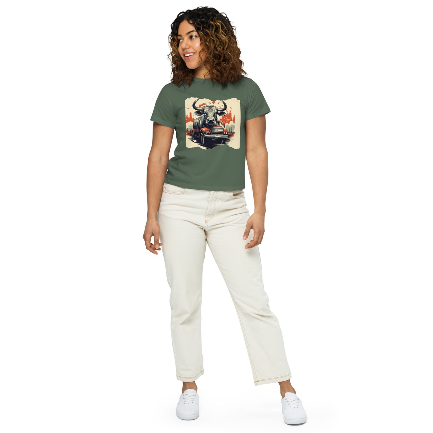 Trucking' Longhorn High-waisted t-shirt