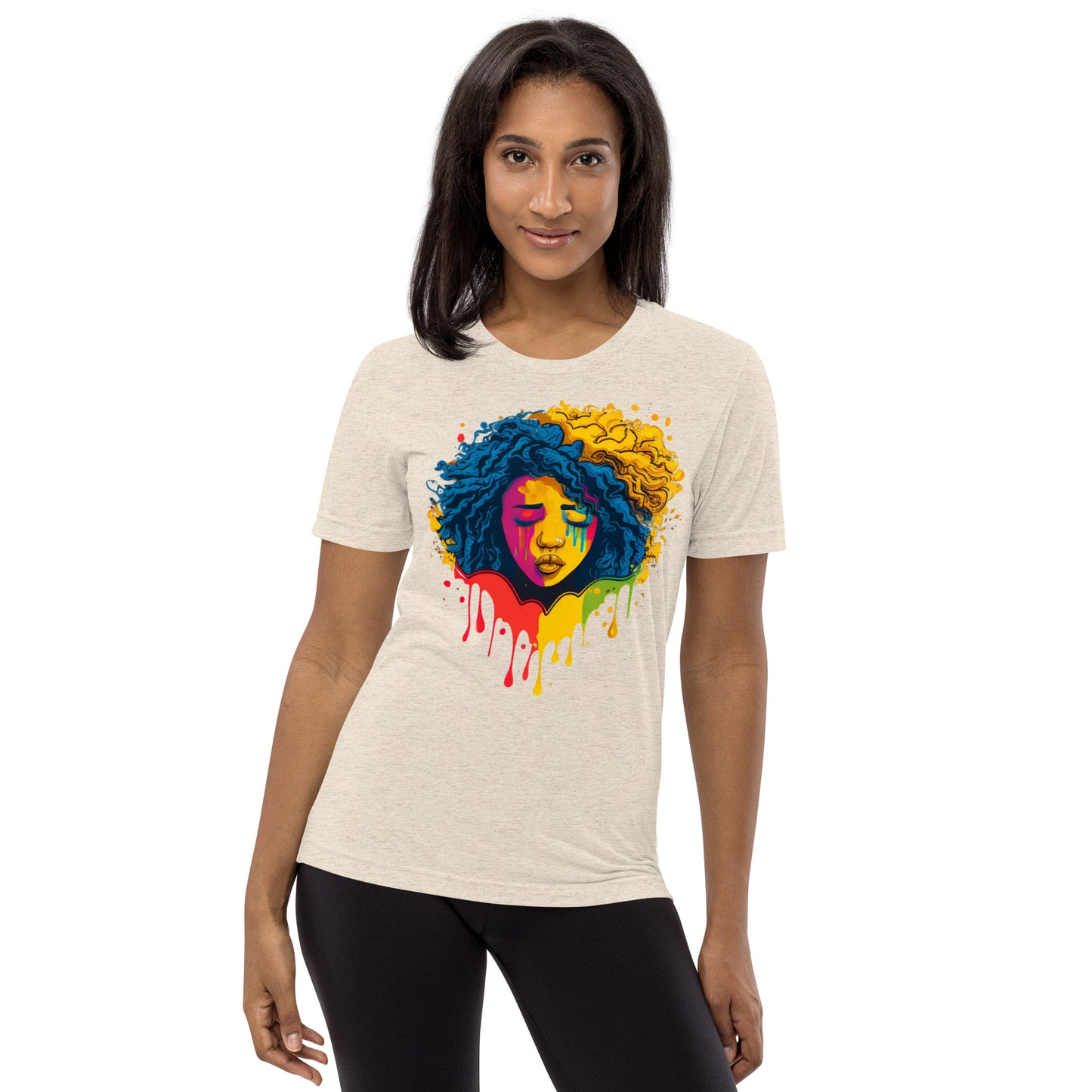 Rainbow Colors Woman Face Short sleeve t-shirt