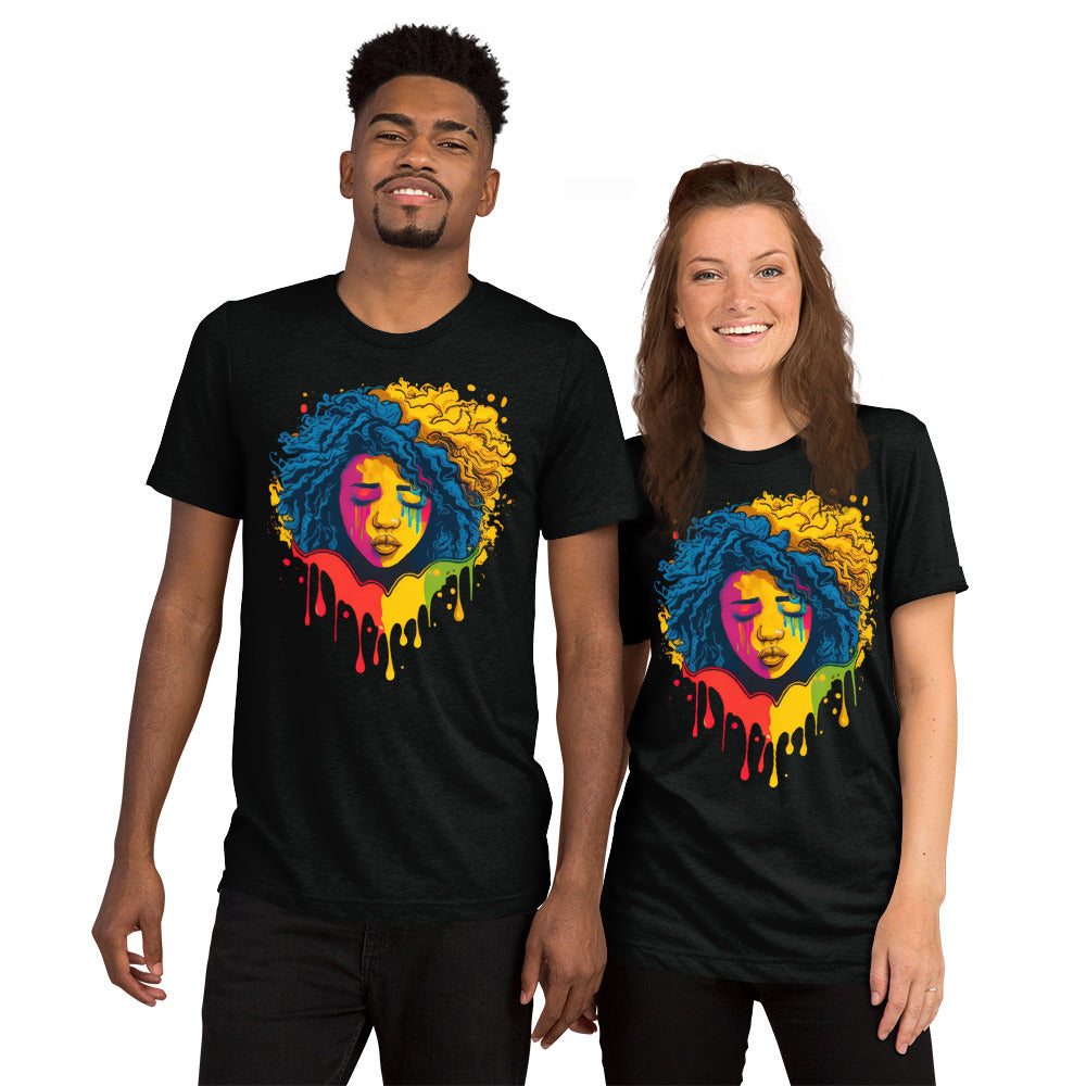 Rainbow Colors Woman Face Short sleeve t-shirt