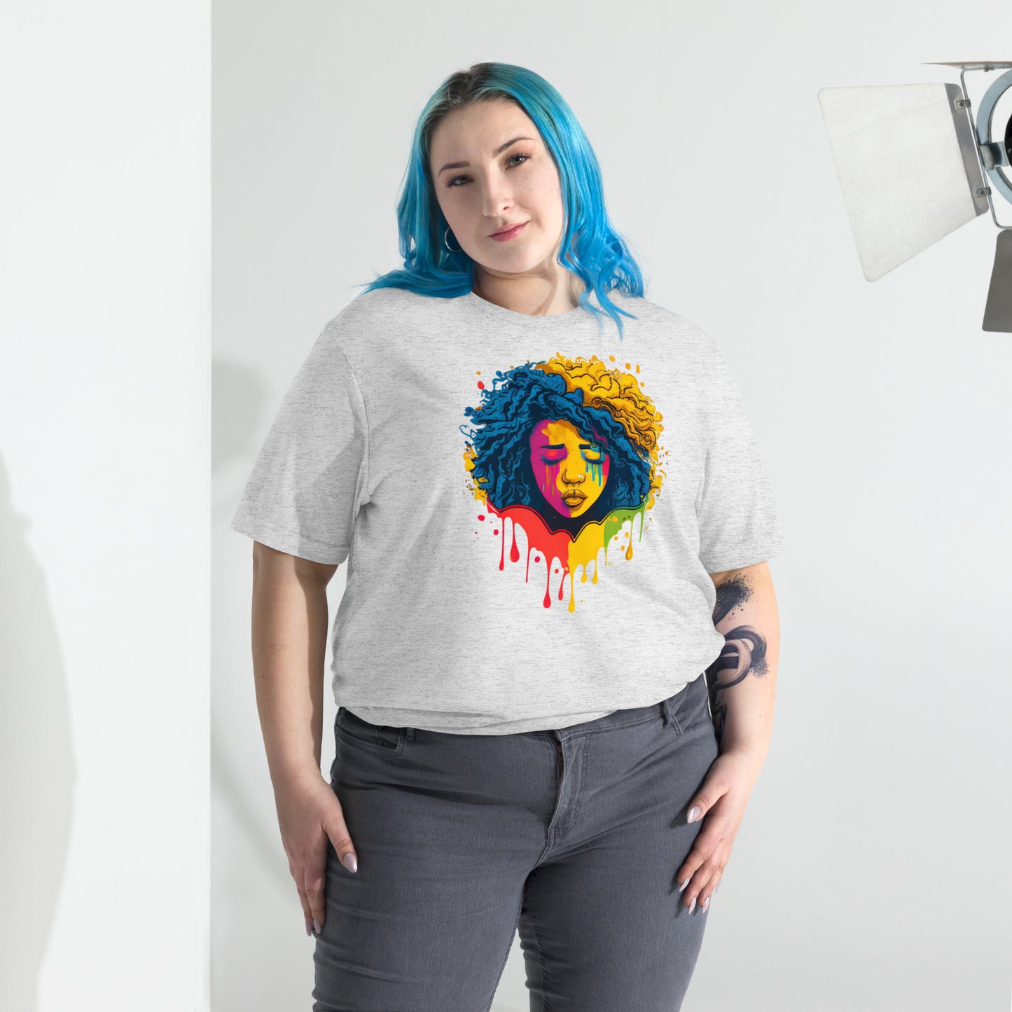 Rainbow Colors Woman Face Short sleeve t-shirt