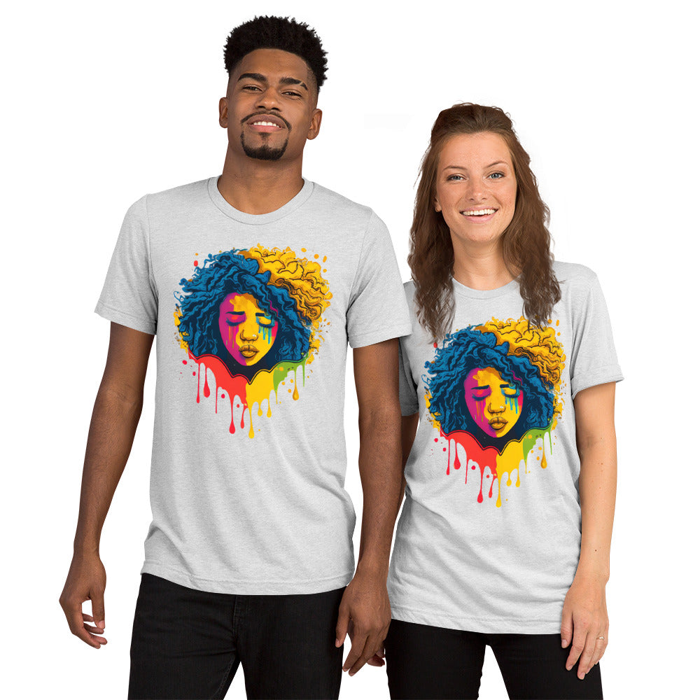 Rainbow Colors Woman Face Short sleeve t-shirt