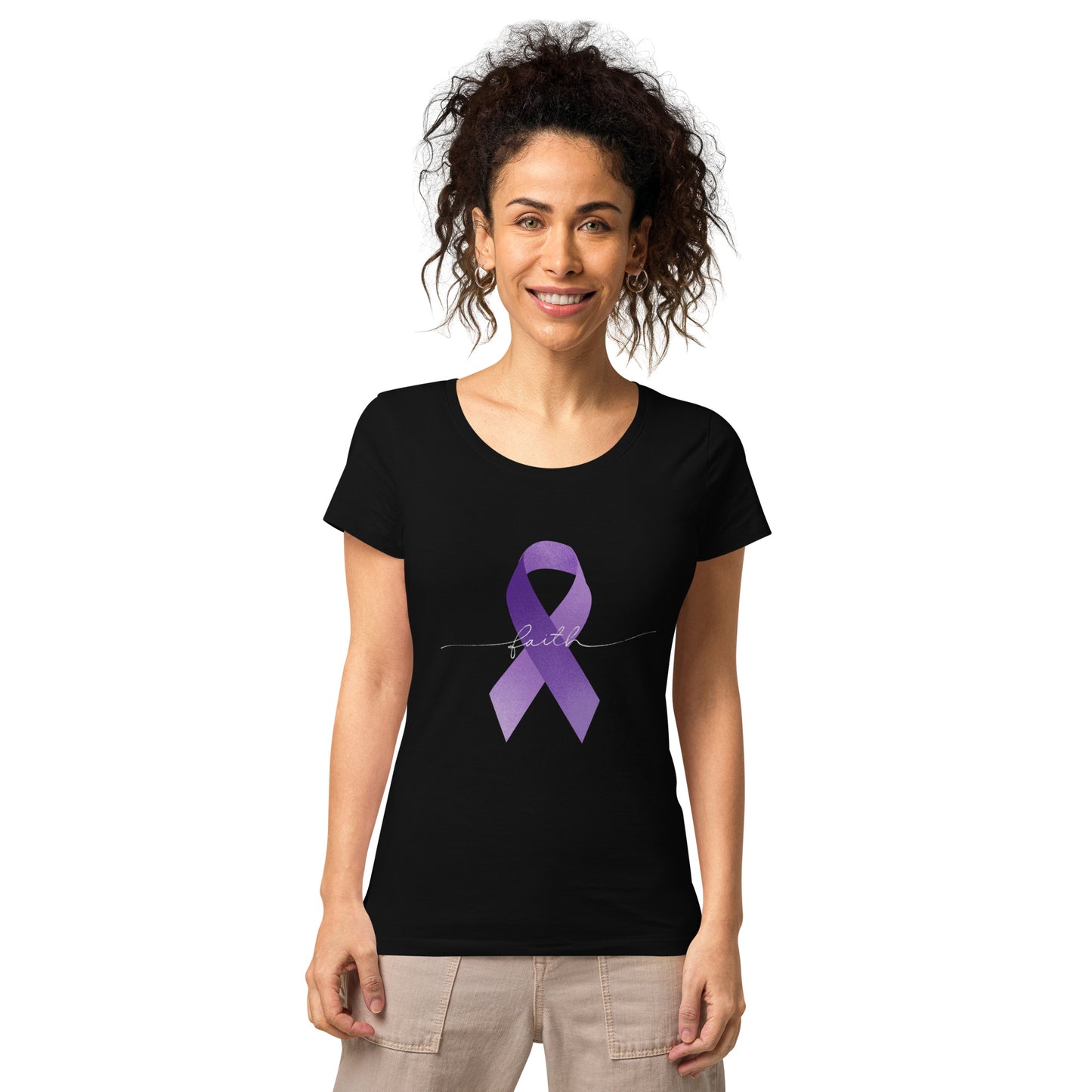 Purple Ribbon Faith Women’s basic organic t-shirt