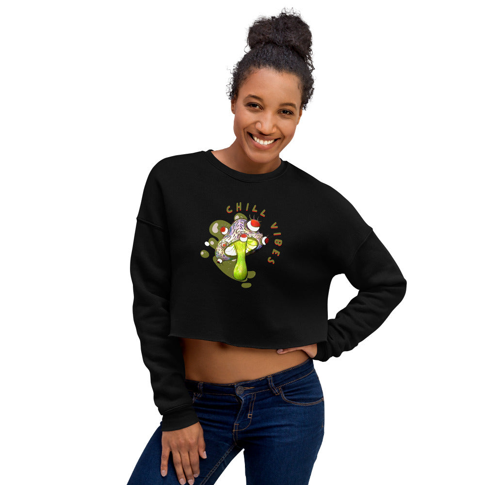 Mushroom Chill Vibe Crop Sweatshirt