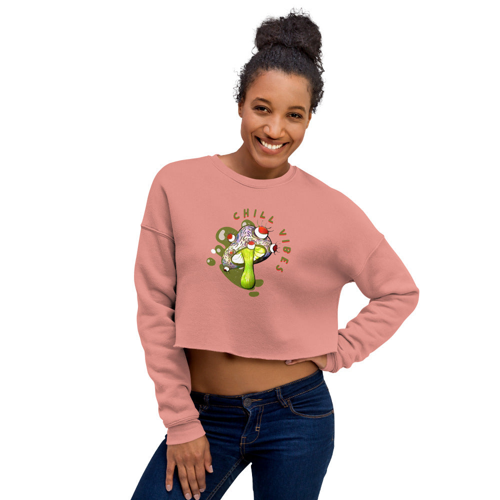 Mushroom Chill Vibe Crop Sweatshirt