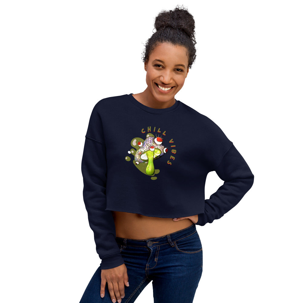 Mushroom Chill Vibe Crop Sweatshirt