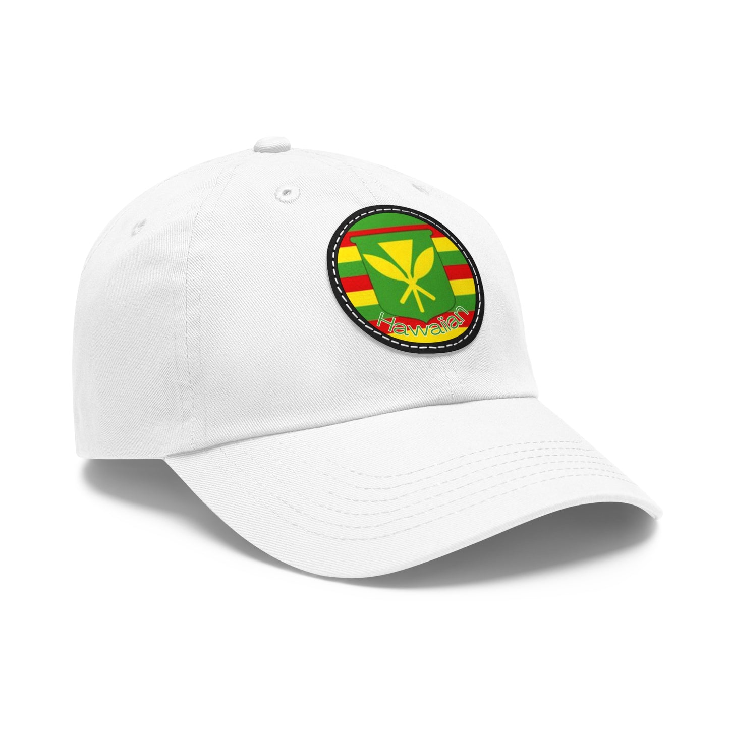 Hat with Leather Patch (Round)- Hawaiian Flag