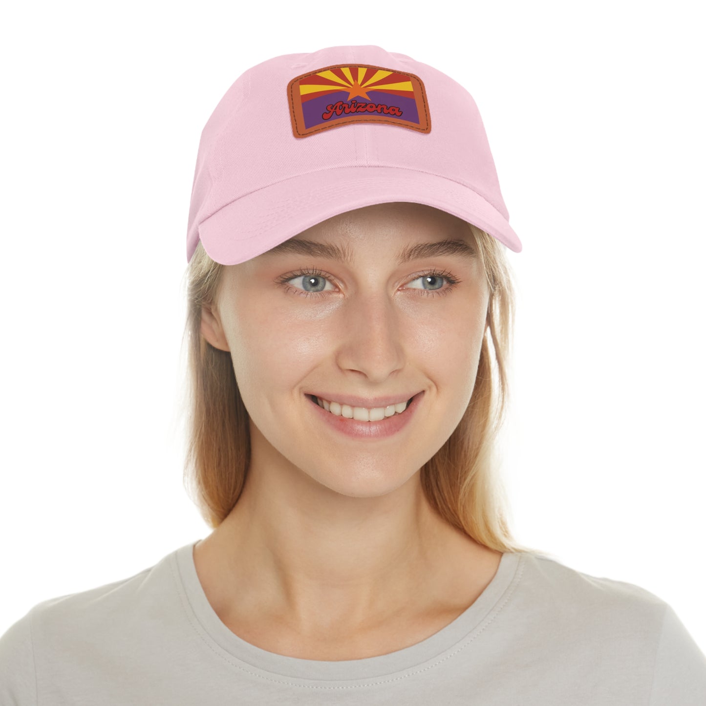 Hat with Leather Patch (Rectangle)-Arizona Flag
