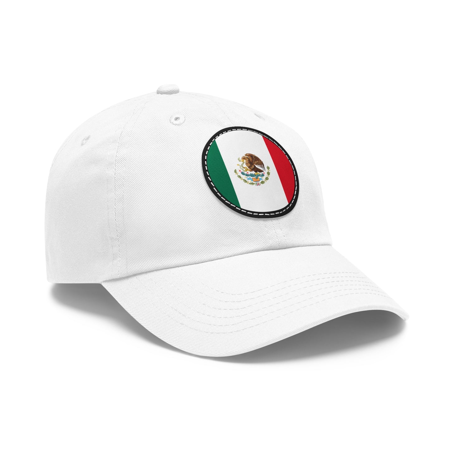 Hat with Leather Patch (Round)- Mejico Flag