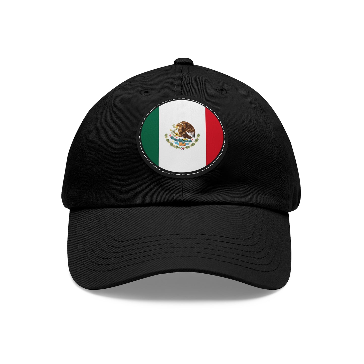 Hat with Leather Patch (Round)- Mejico Flag