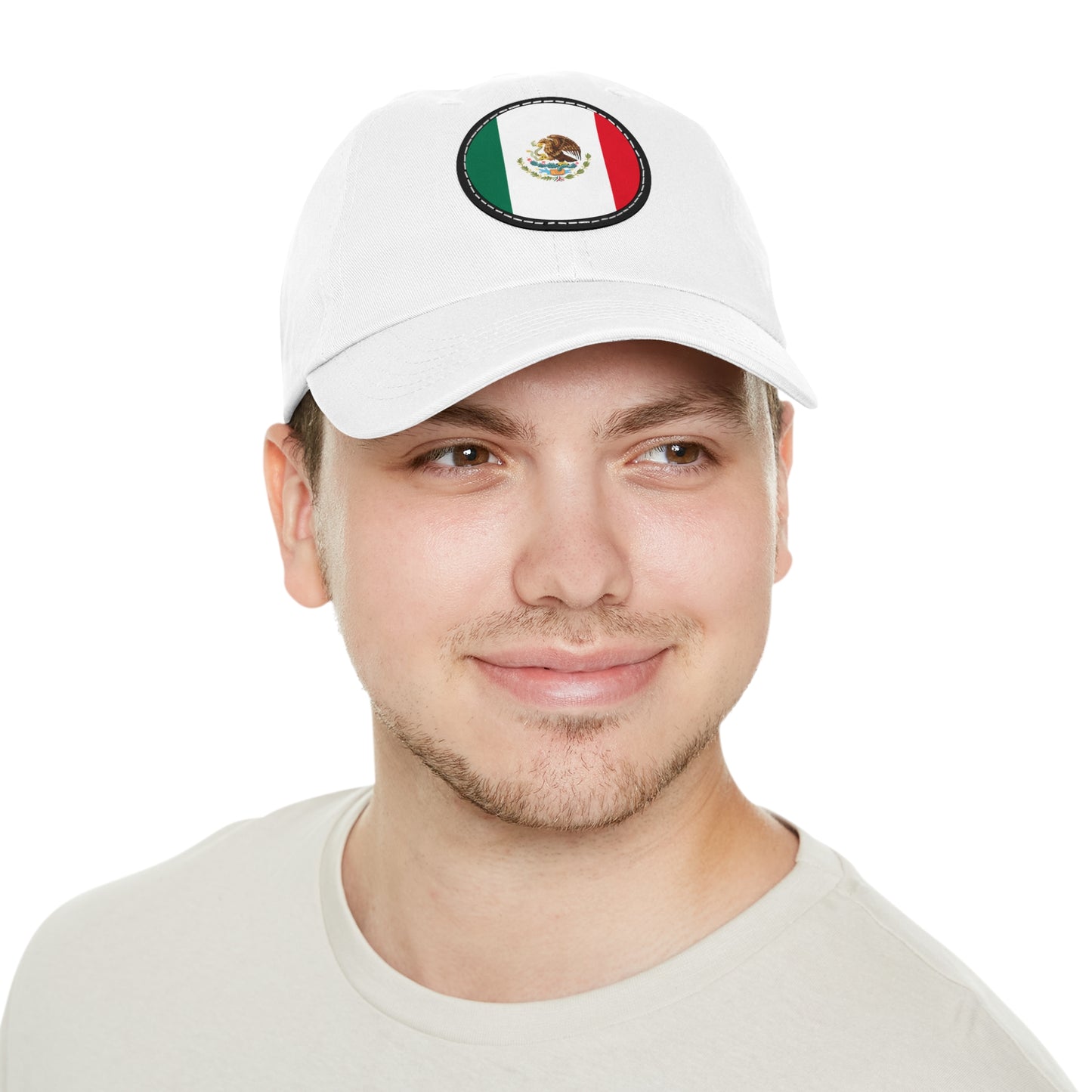 Hat with Leather Patch (Round)- Mejico Flag