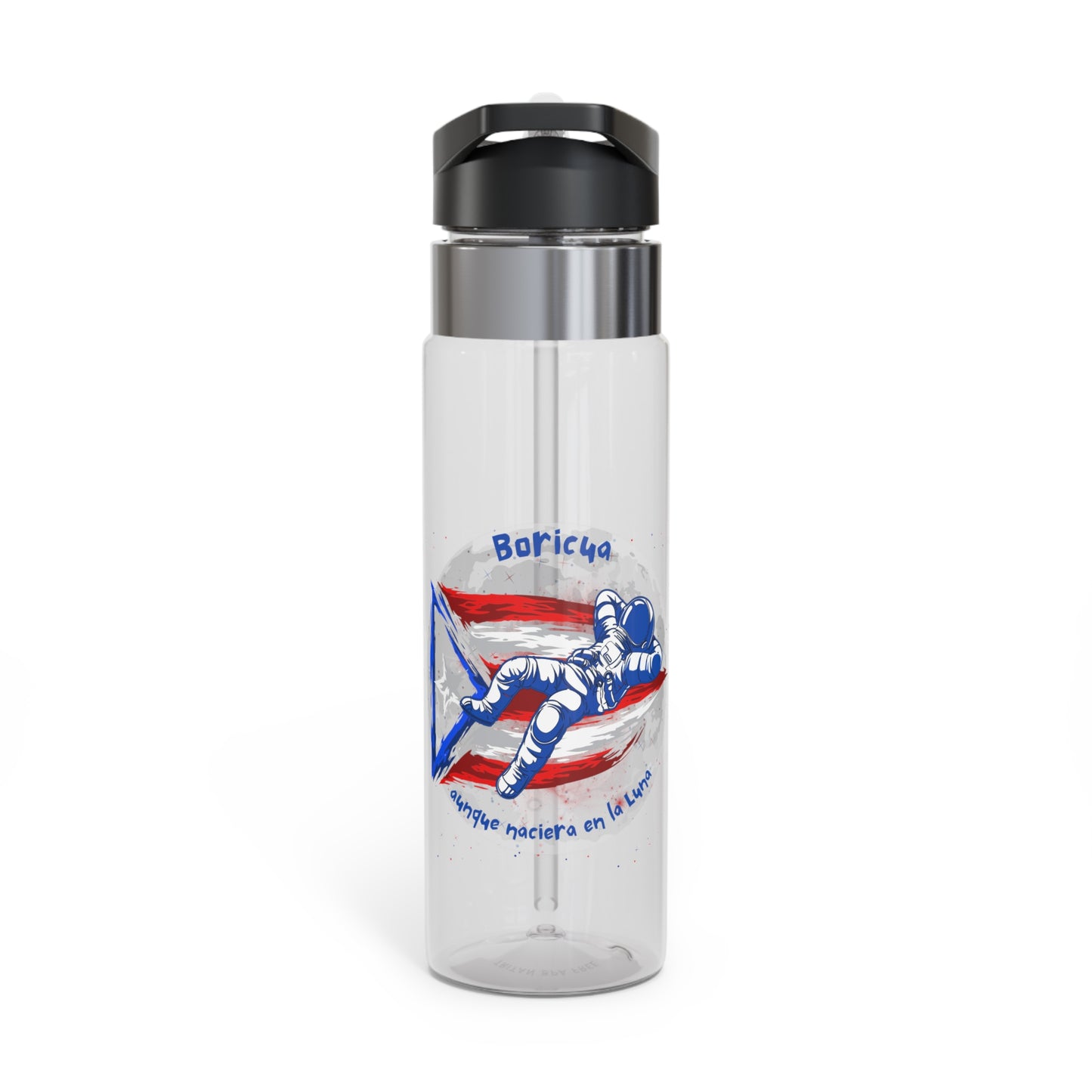 Boricua aunque naciera en la luna  Sport Bottle, 20oz