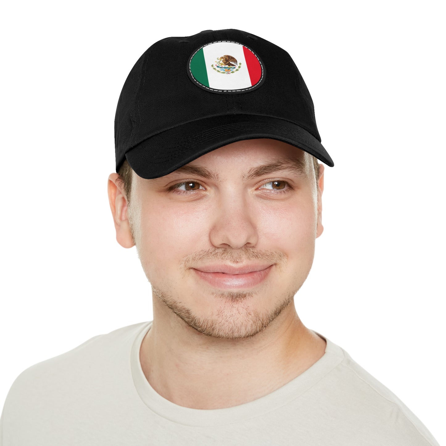 Hat with Leather Patch (Round)- Mejico Flag