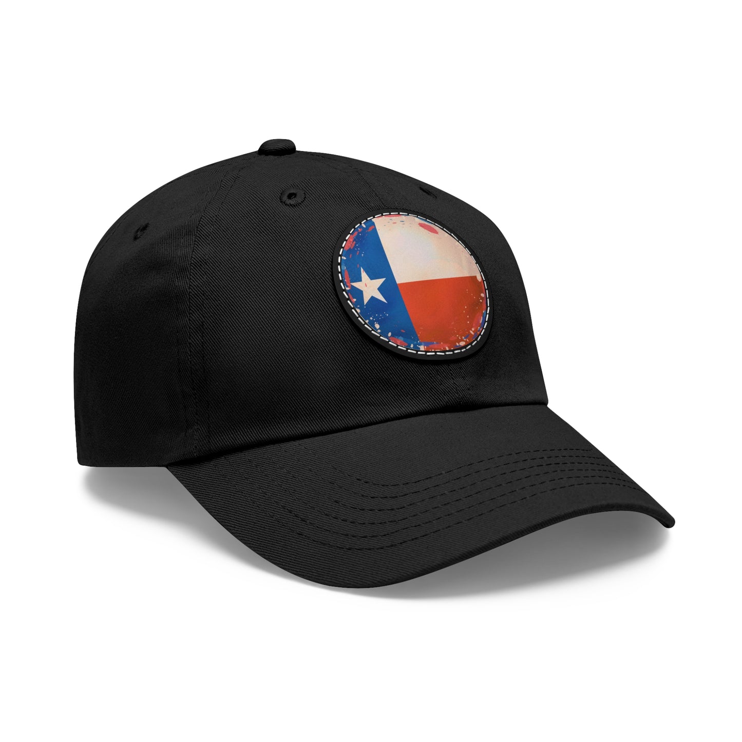 Hat with Leather Patch (Round)-Texas Flag