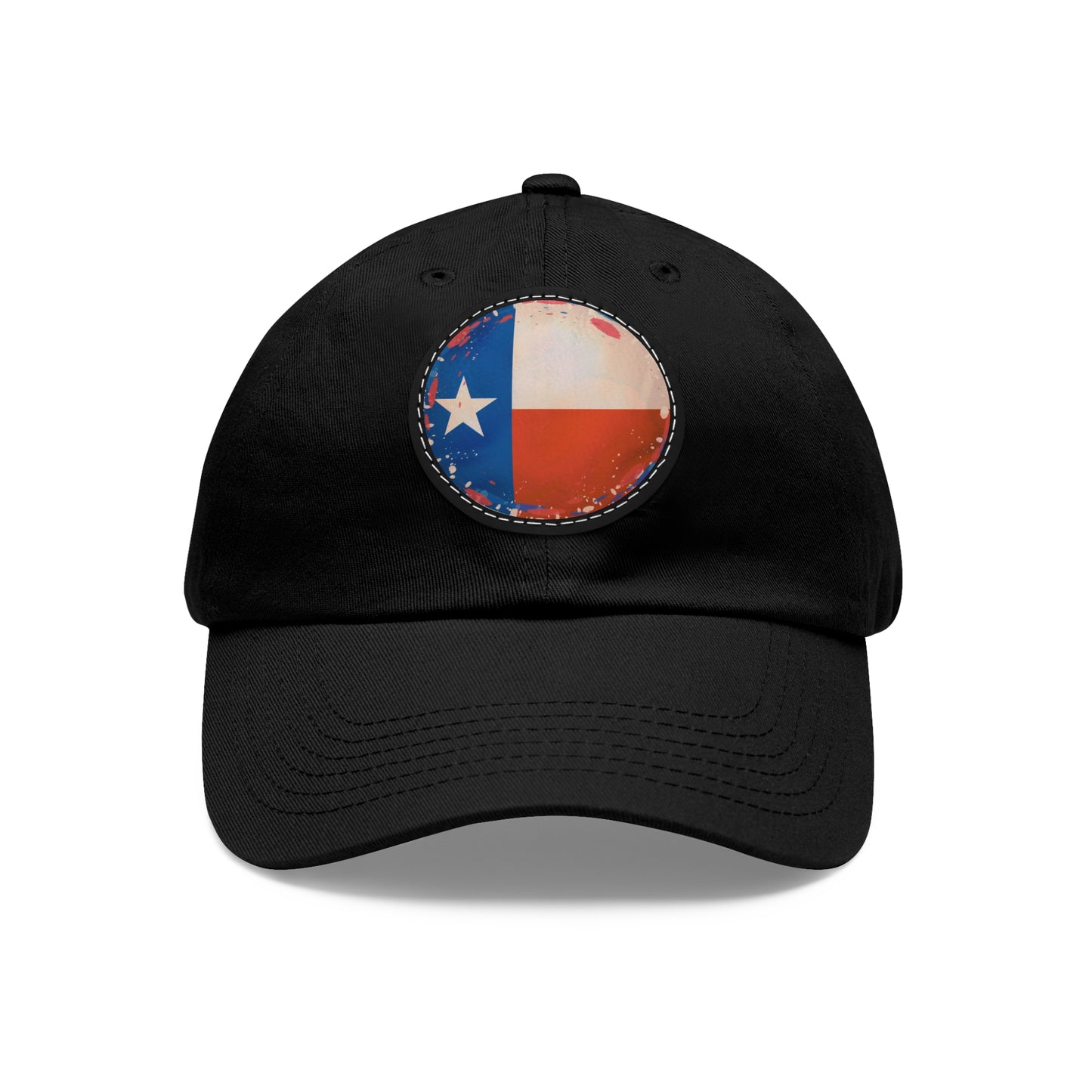 Hat with Leather Patch (Round)-Texas Flag
