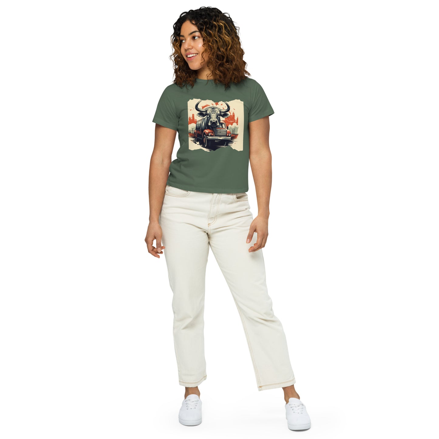 Trucking' Longhorn  High-waisted t-shirt